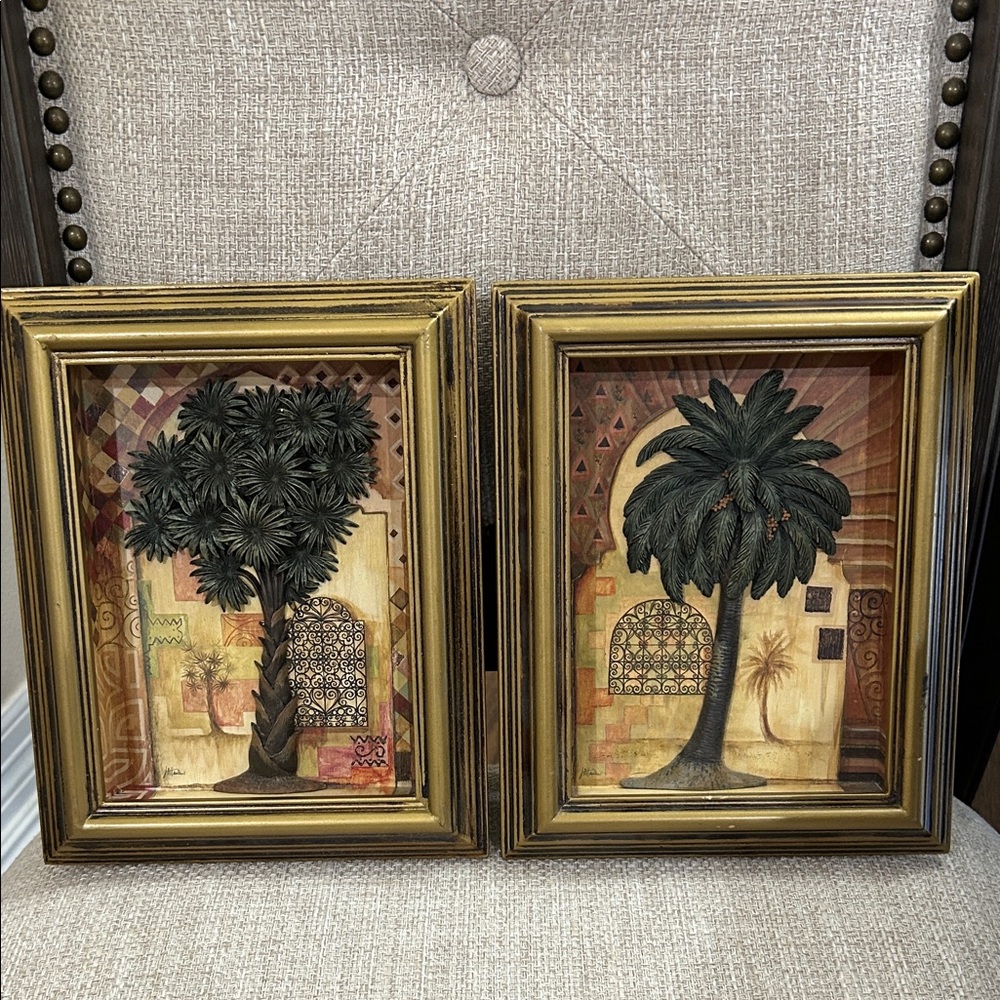 Framed Palm Tree Art Prints 2x8 inches